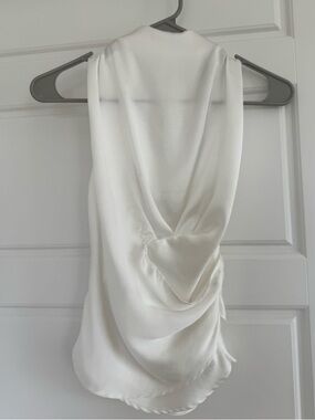 Draped Satin Effect Top in Ivory